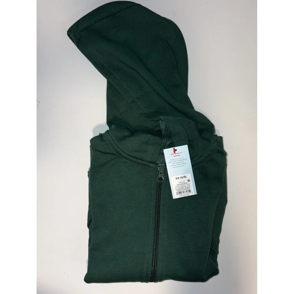 Cat & Jack Zip Up Hoodie - Dark Green - Kids XS (4/5)